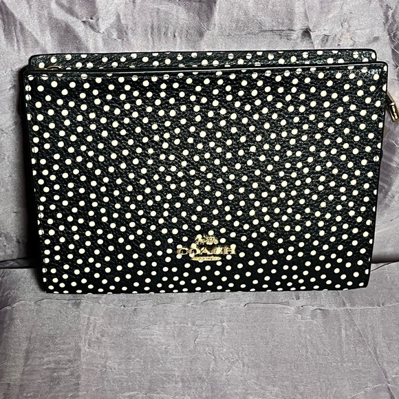 Coach Handbags - Coach Black and Cream Polka Dot Slim Crossbody